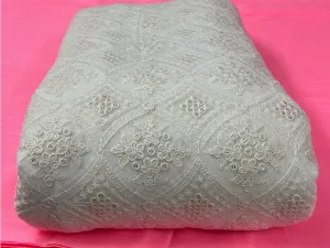 Pre Cut White Dyeable Lakhnavi Embroidered Georgette Fabric