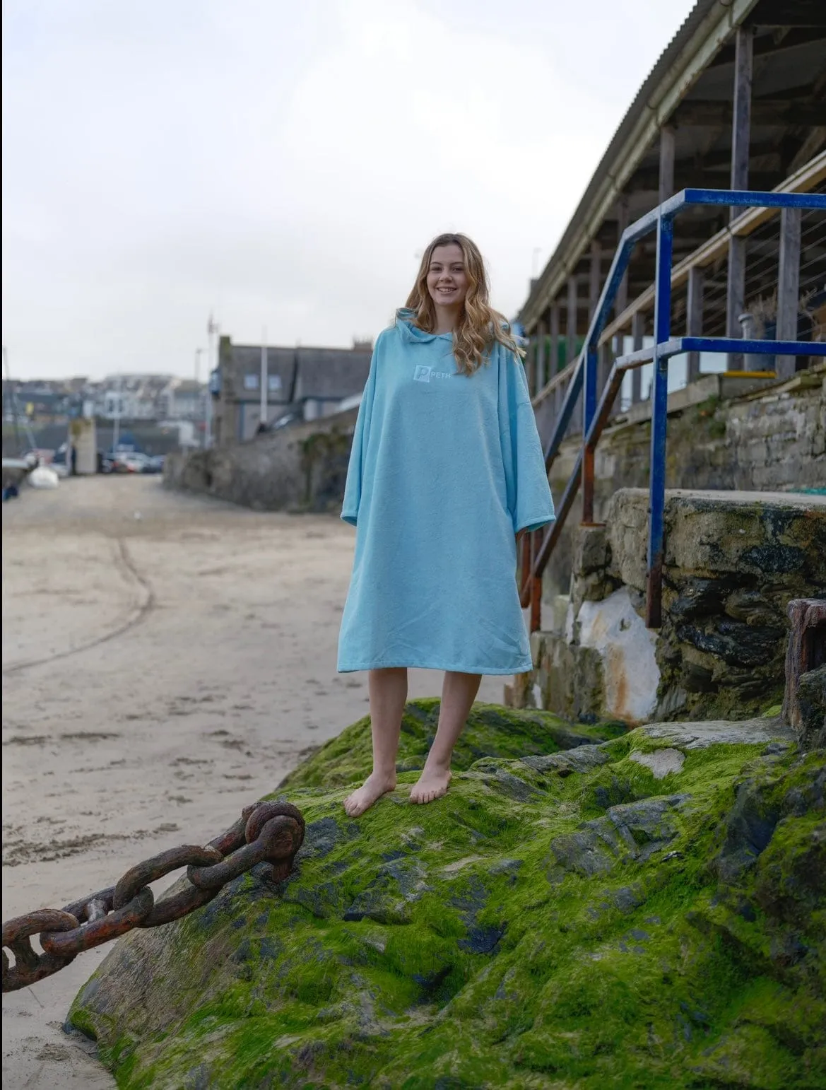 Premium Microfibre Oversized Changing Poncho / Robe - Sky Blue