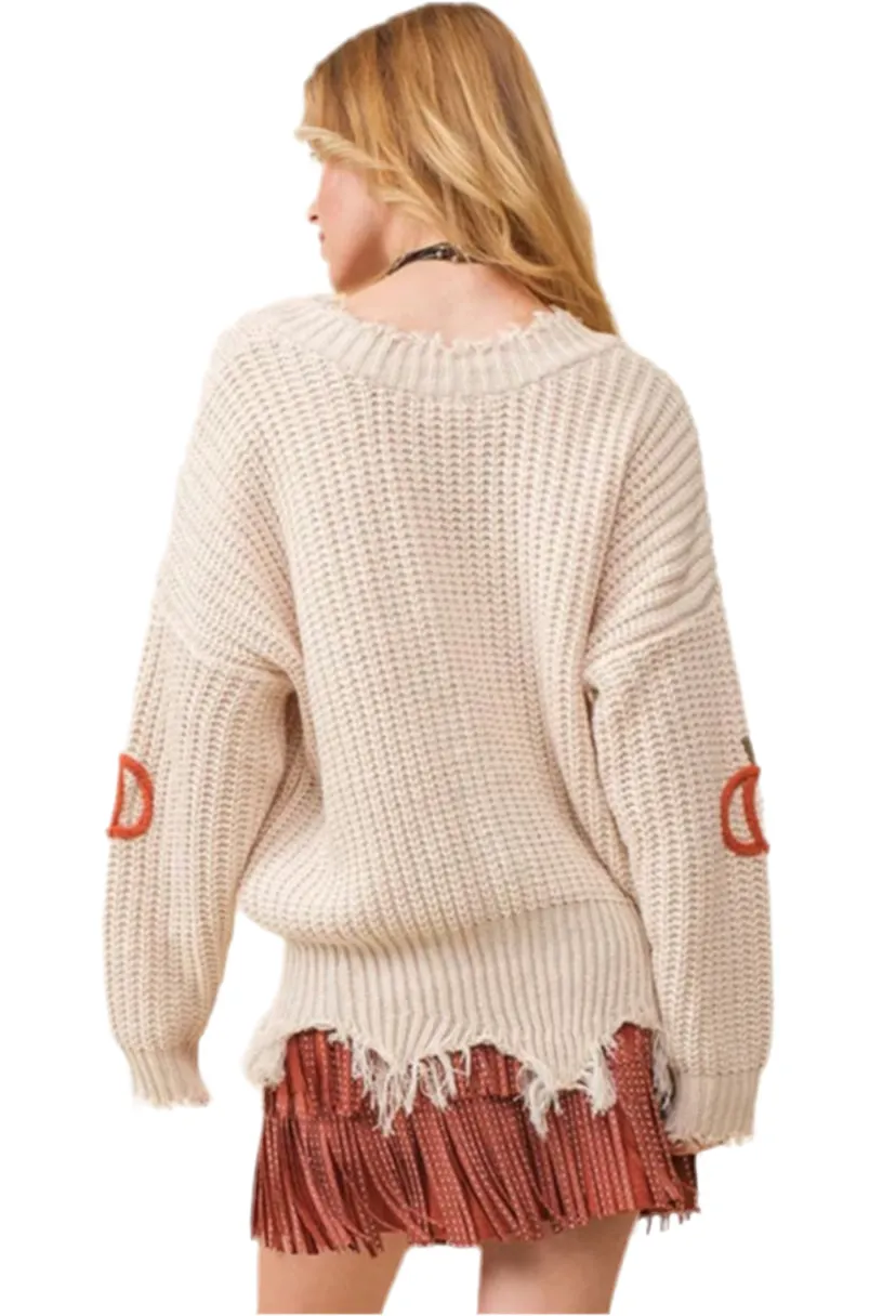 Pretty Pumpkin Fray Sweater