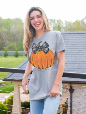 Pumpkin Bow Front Imprint Graphic Tee by Simply Southern