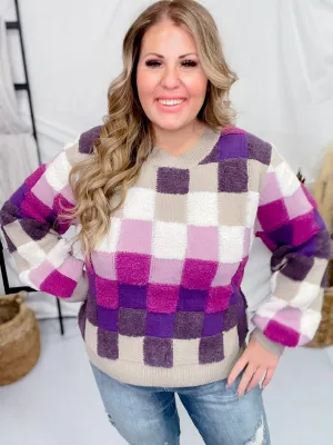 Purple Plaid Checker Sweater