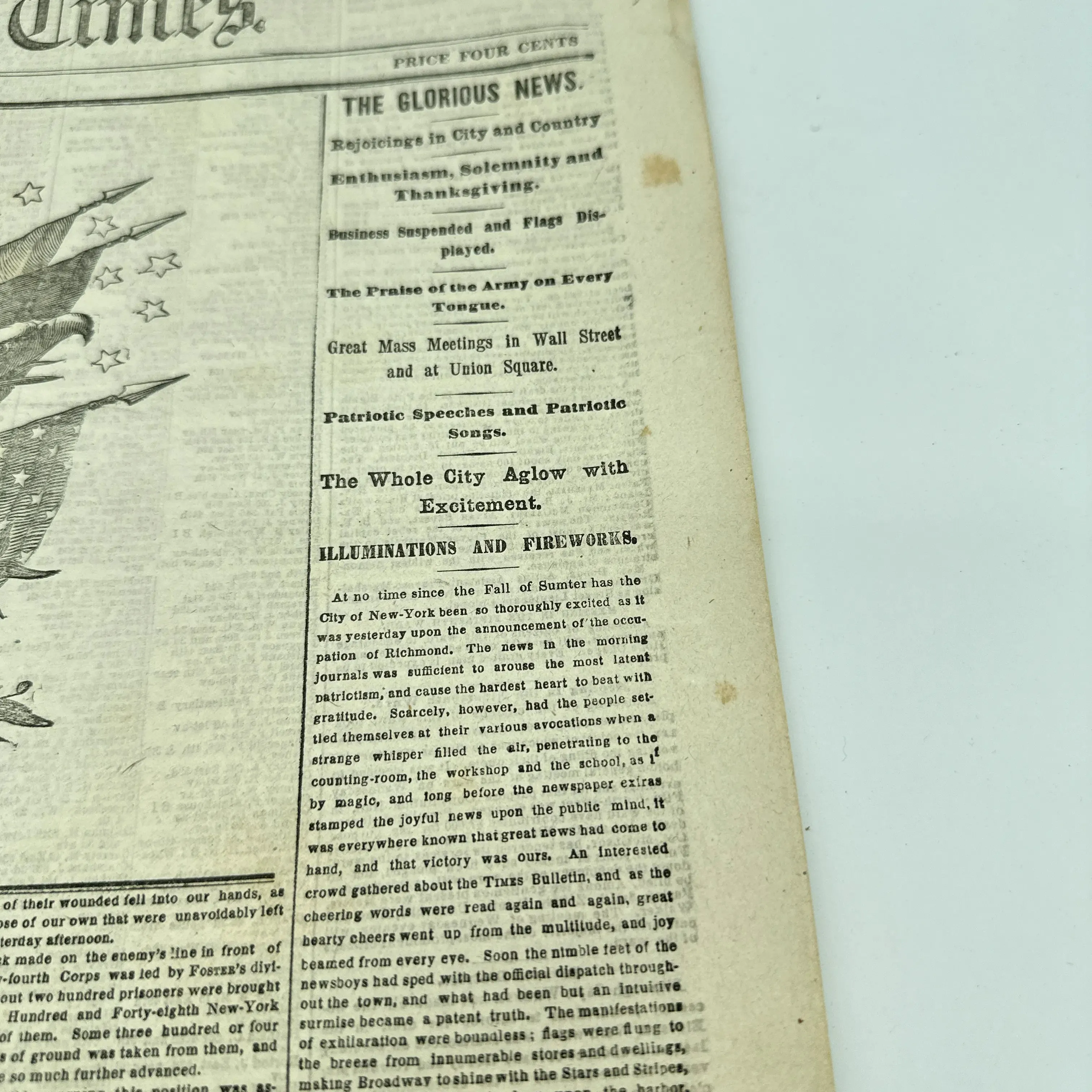 "The New-York Times" reporting on General Grant and the Fall of Richmond — New York, April 4, 1865