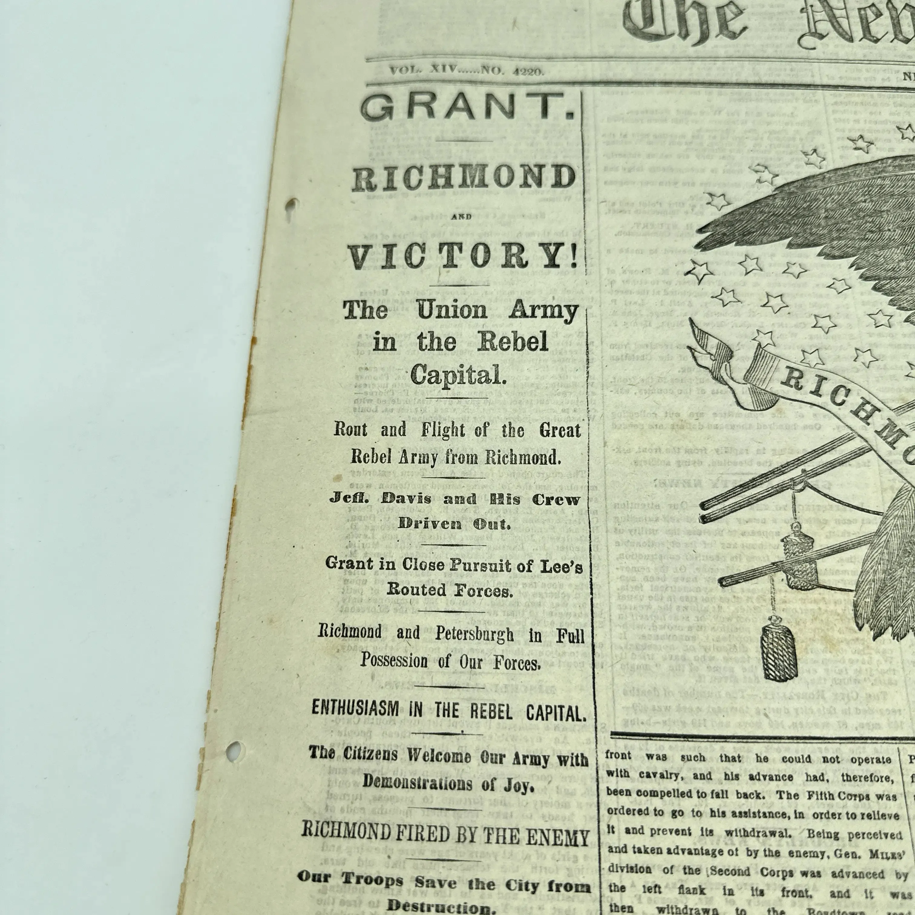 "The New-York Times" reporting on General Grant and the Fall of Richmond — New York, April 4, 1865