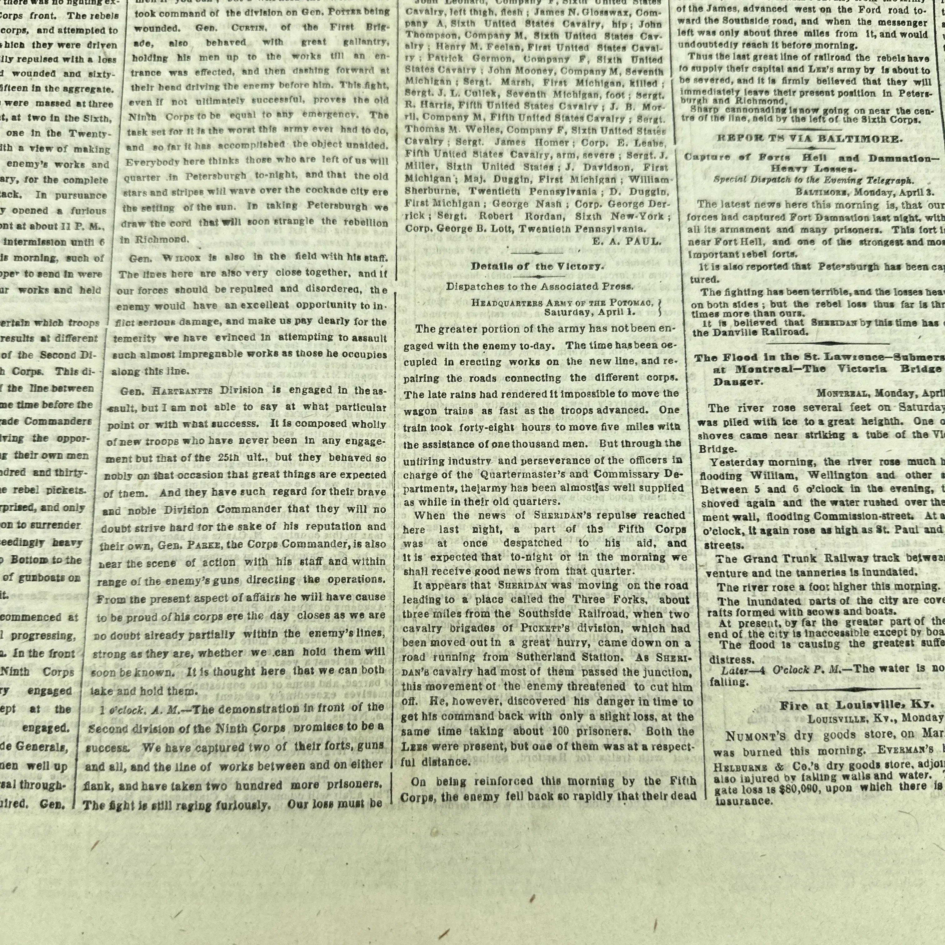 "The New-York Times" reporting on General Grant and the Fall of Richmond — New York, April 4, 1865