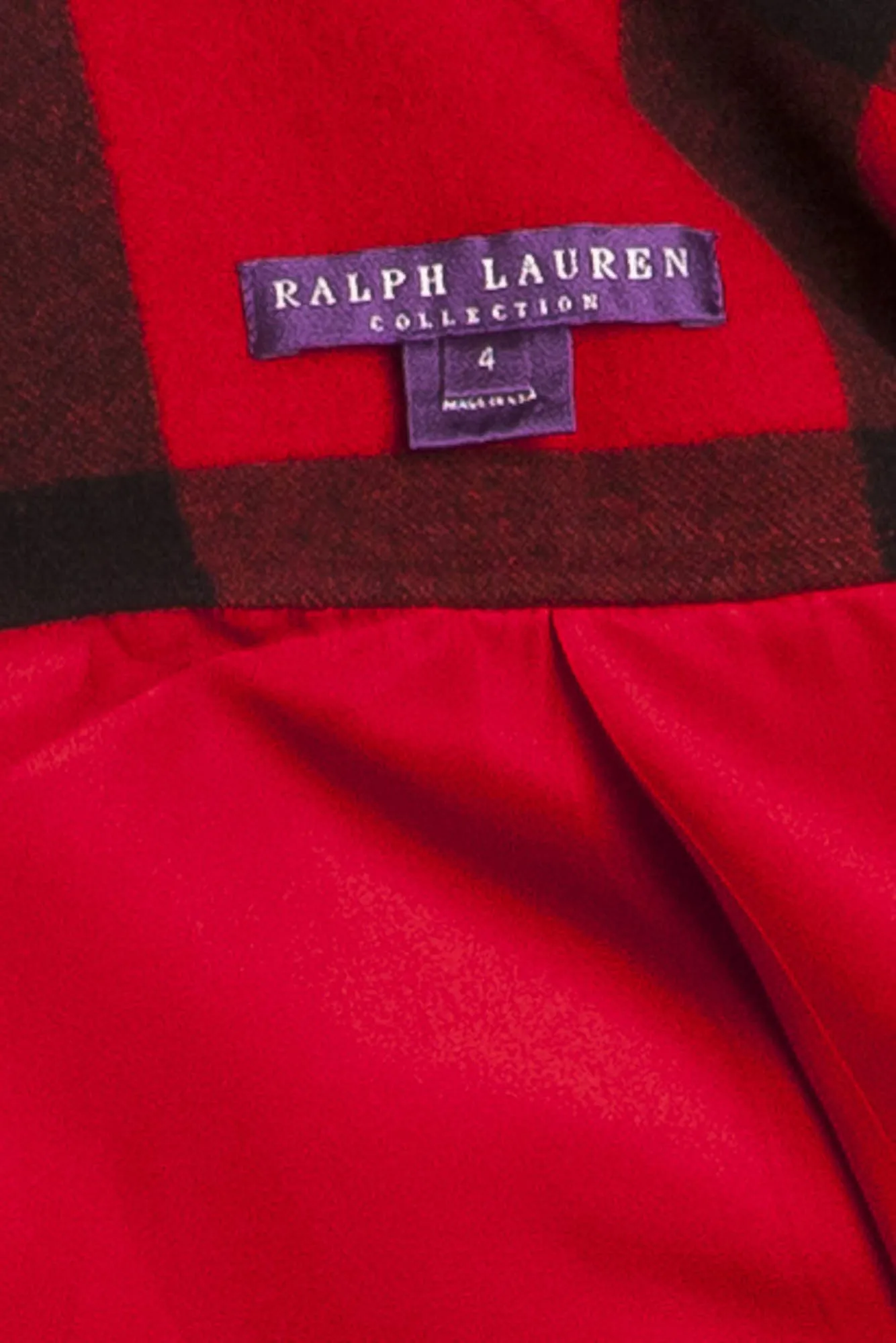 Ralph Lauren - Red & Black Plaid Cashmere Coat - US 4