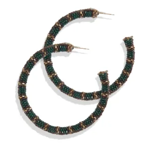 Raquel Striped Hoop Earrings Emerald