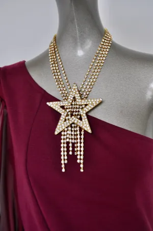 Rare Moschino necklace from the 80s. Huge star with christals