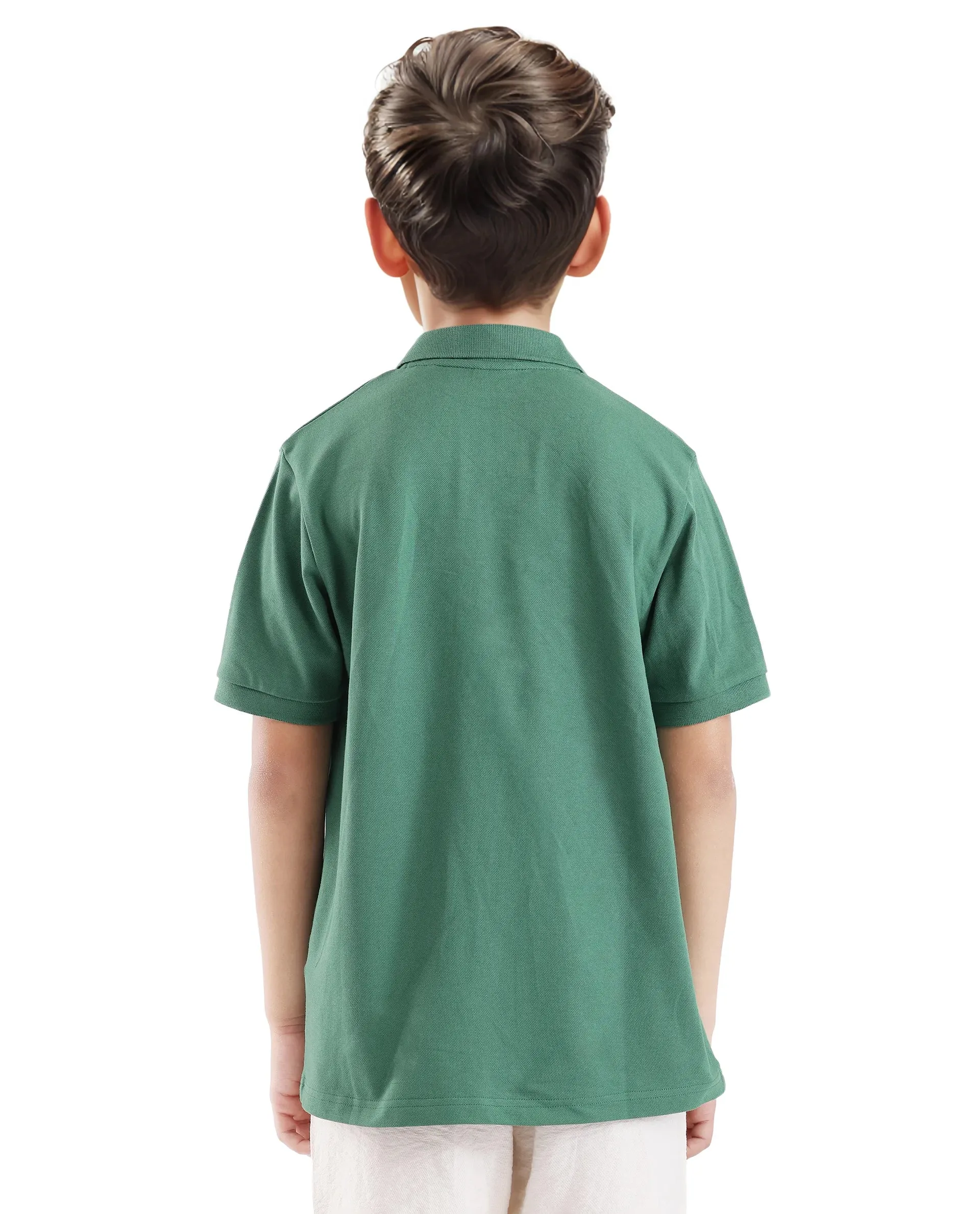 Rare Ones Kids Aimo Green Cotton Short Sleeve HD Print Polo