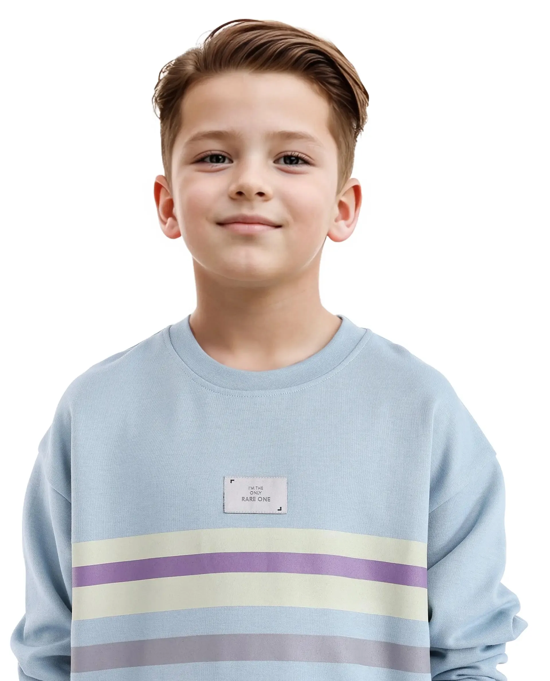 Rare Ones Kids Firo Dusky Blue Cotton Poly Full Sleeve Pigment Print Sweatshirt