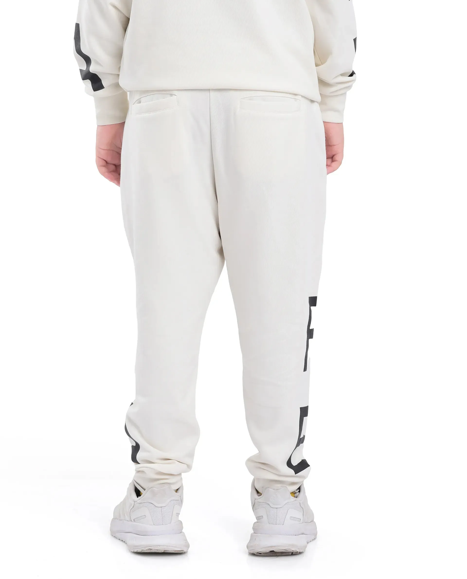 Rare Ones Kids Joe Off White Cotton Poly Plastisol Print Trackpant