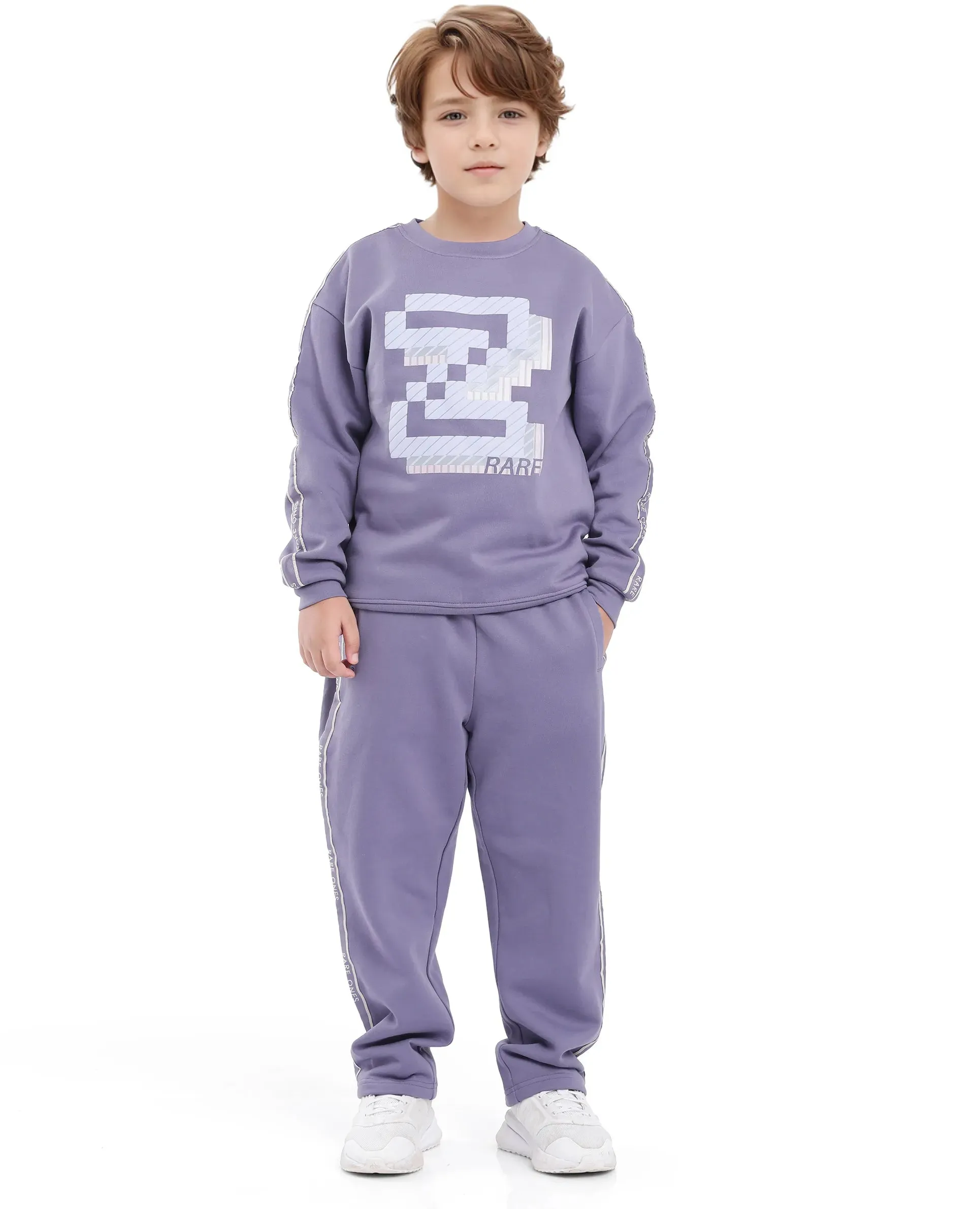 Rare Ones Kids Zeto Light Purple Cotton Poly Applique Trackpant