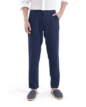 Rare Rabbit Men Pastor-3 Navy Drawstring Closure Plain Trouser