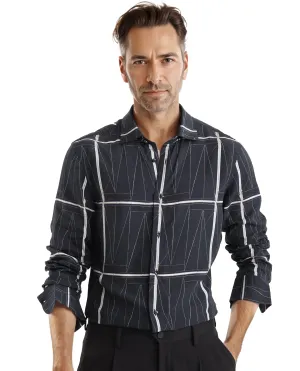 Rare Rabbit Men Zilon Black Viscose Fabric Regular Fit Full Sleeve Shirt