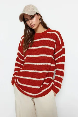 Red striped sweater top