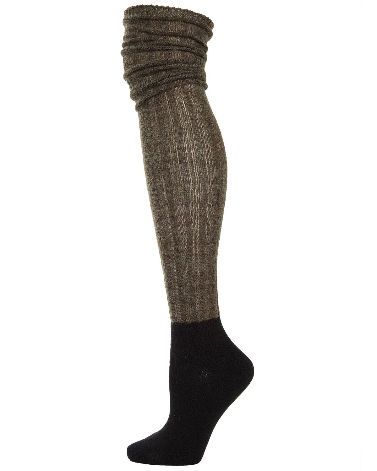 Rib Over The Knee Contrasting Foot Sock