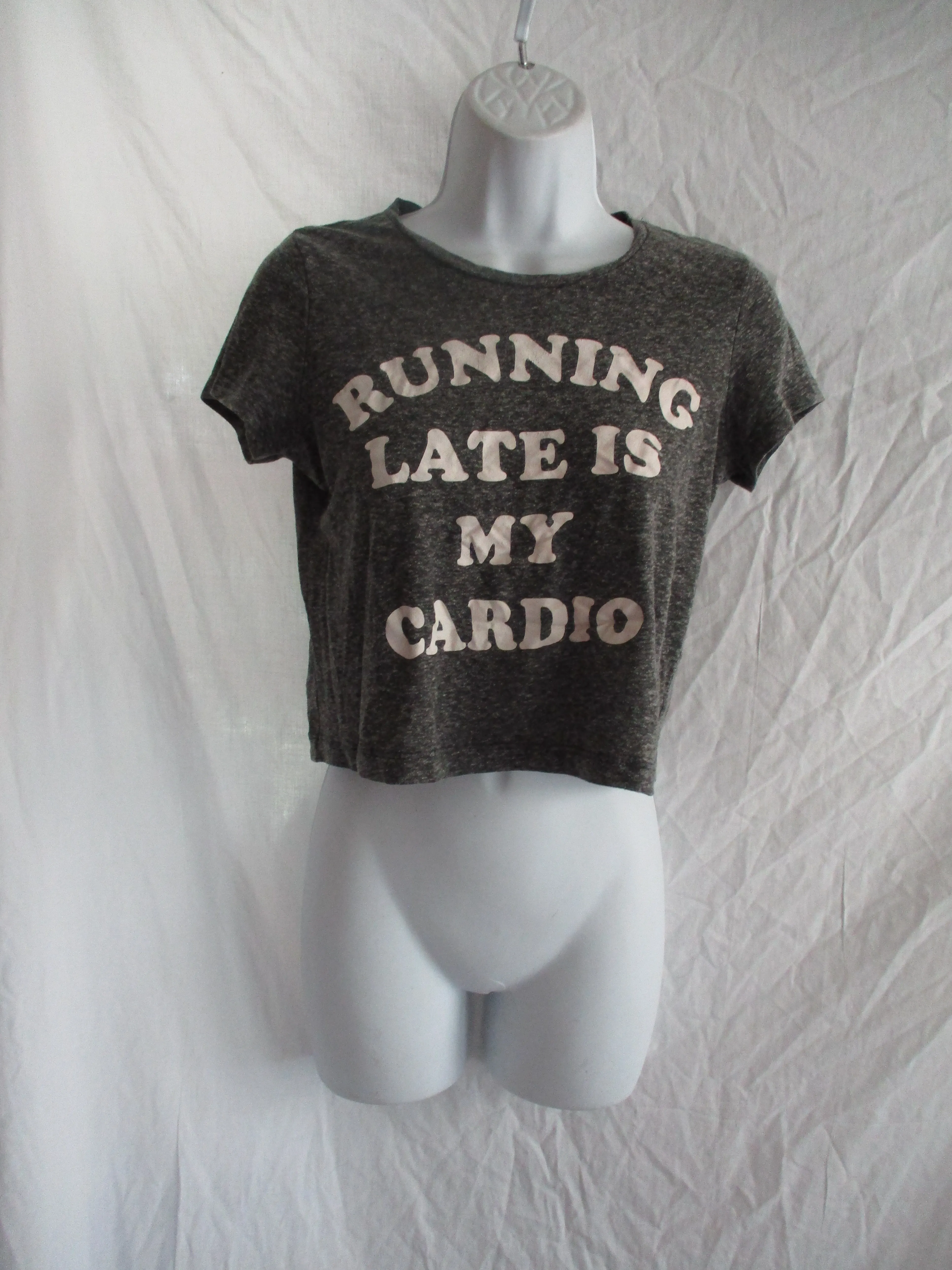 RUNNING IS MY CARDIO Cropped Tee T-Shirt Workout Top XS/TP Sport Aeropostale