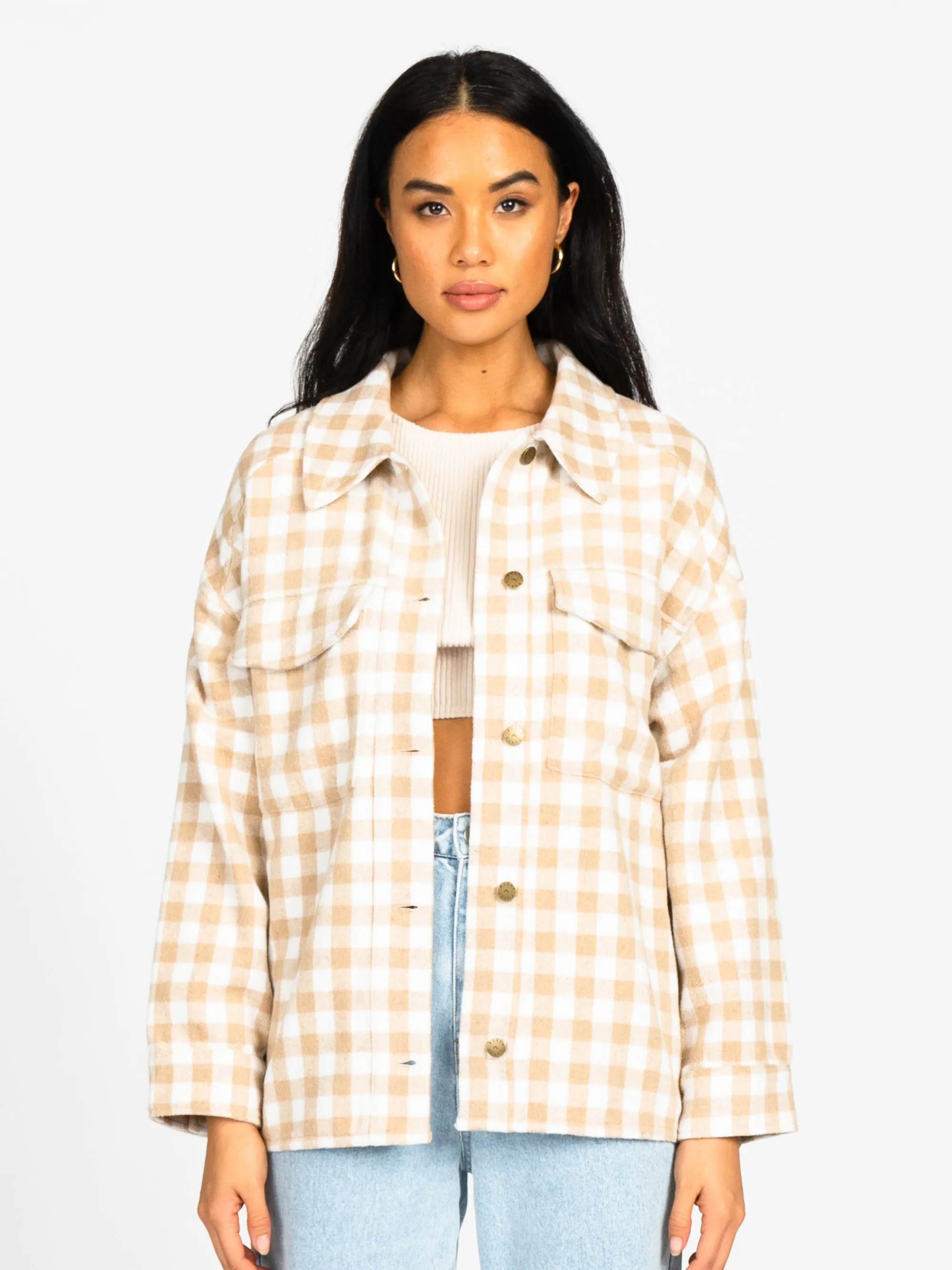 Rusty Checked Out Oversized Shirt Jacket