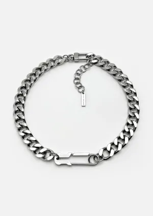 Safety Pin Chunky Cuban Chain (Silver)