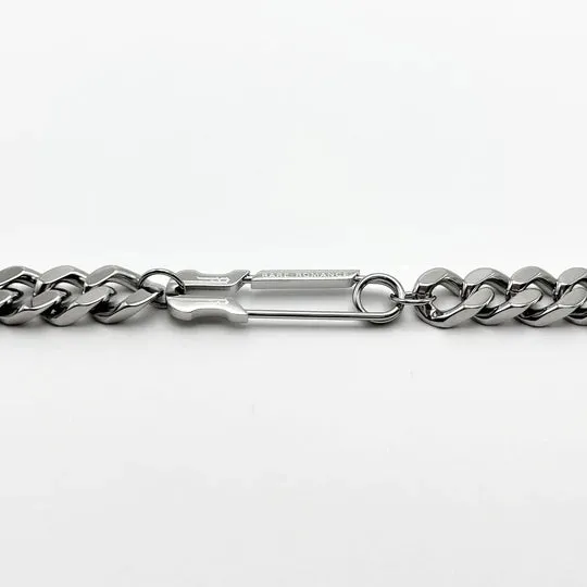 Safety Pin Chunky Cuban Chain (Silver)