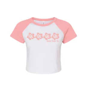 Sand Surf Co. Bella Canvas Hibiscus Dreams Crop Top - Baby Pink