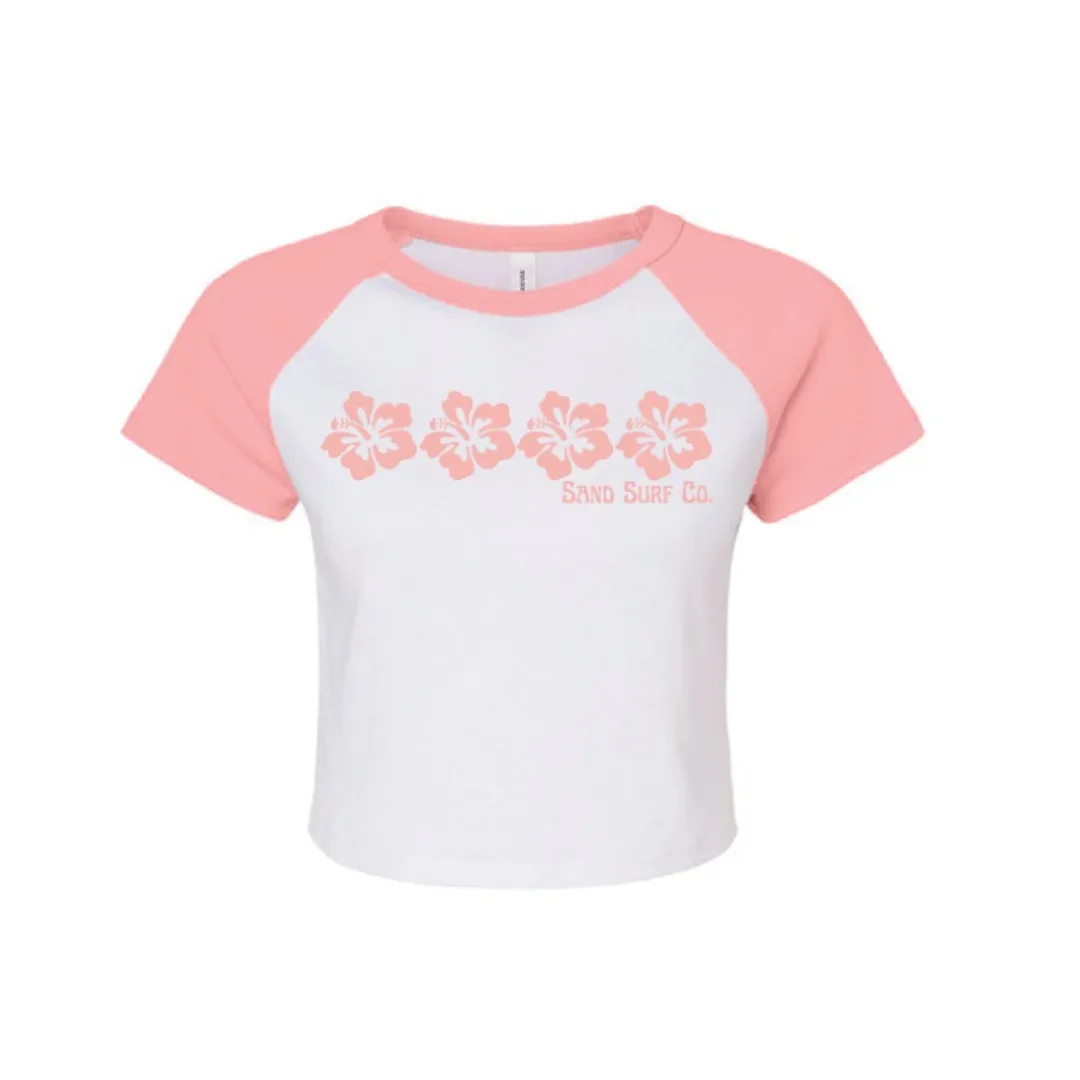 Sand Surf Co. Bella Canvas Hibiscus Dreams Crop Top - Baby Pink