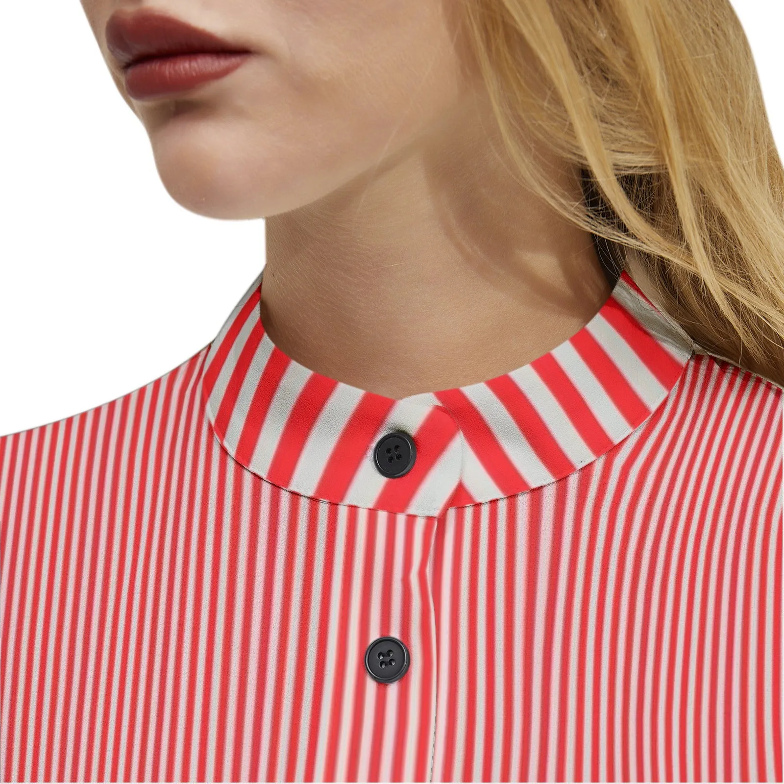 Scarlet Striped Long Sleeve Button Up Casual Shirt Top