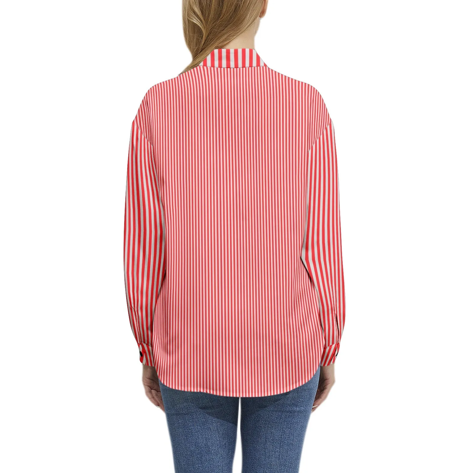 Scarlet Striped Long Sleeve Button Up Casual Shirt Top