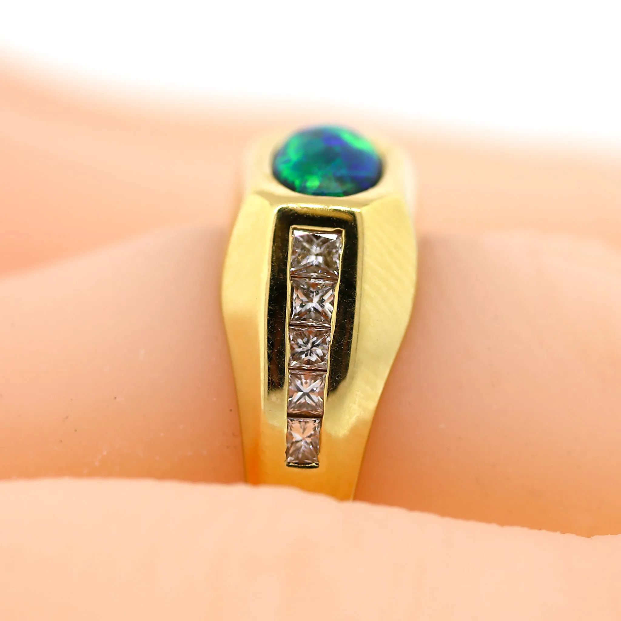 Scintillating Opal & Diamond Ring in 18k Gold