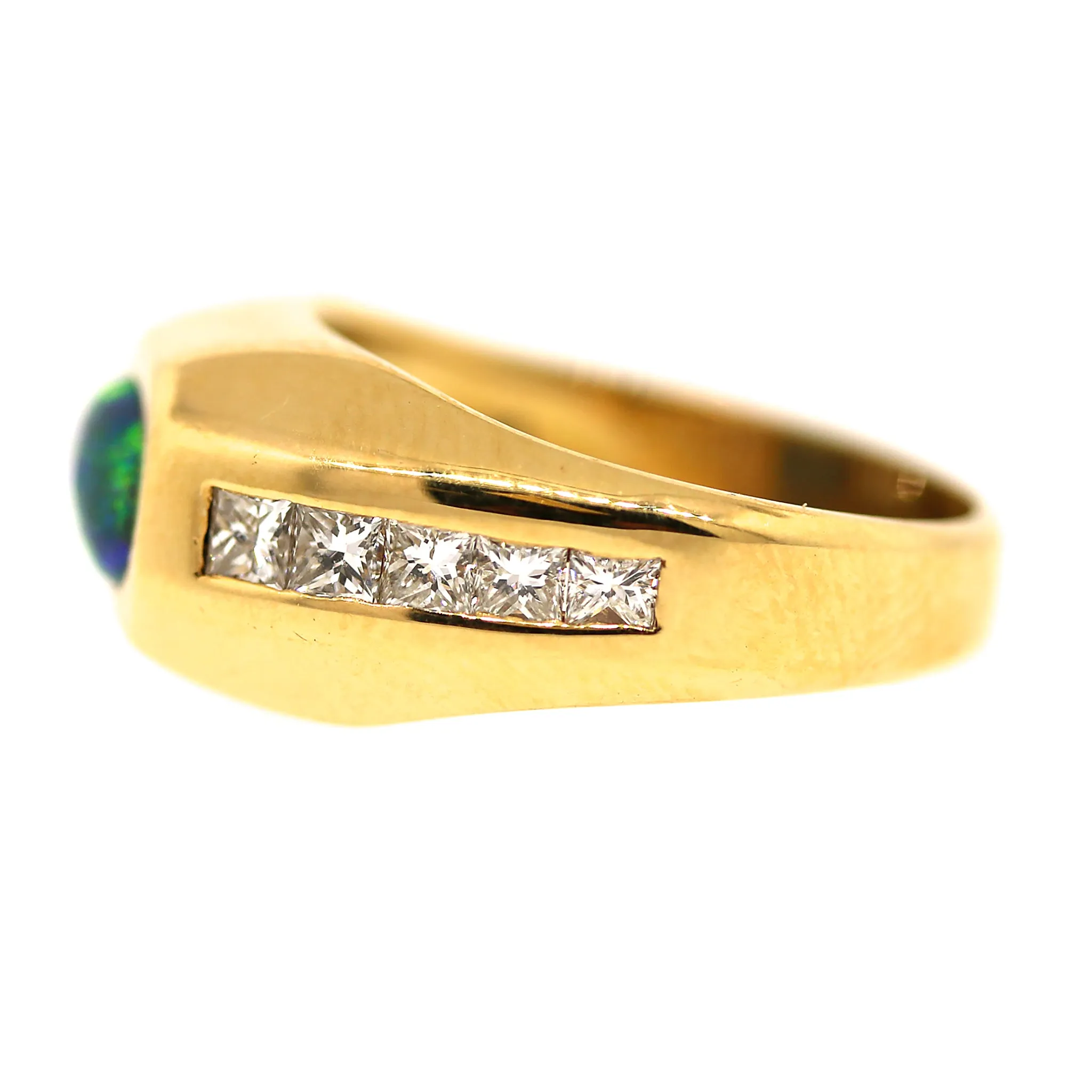 Scintillating Opal & Diamond Ring in 18k Gold