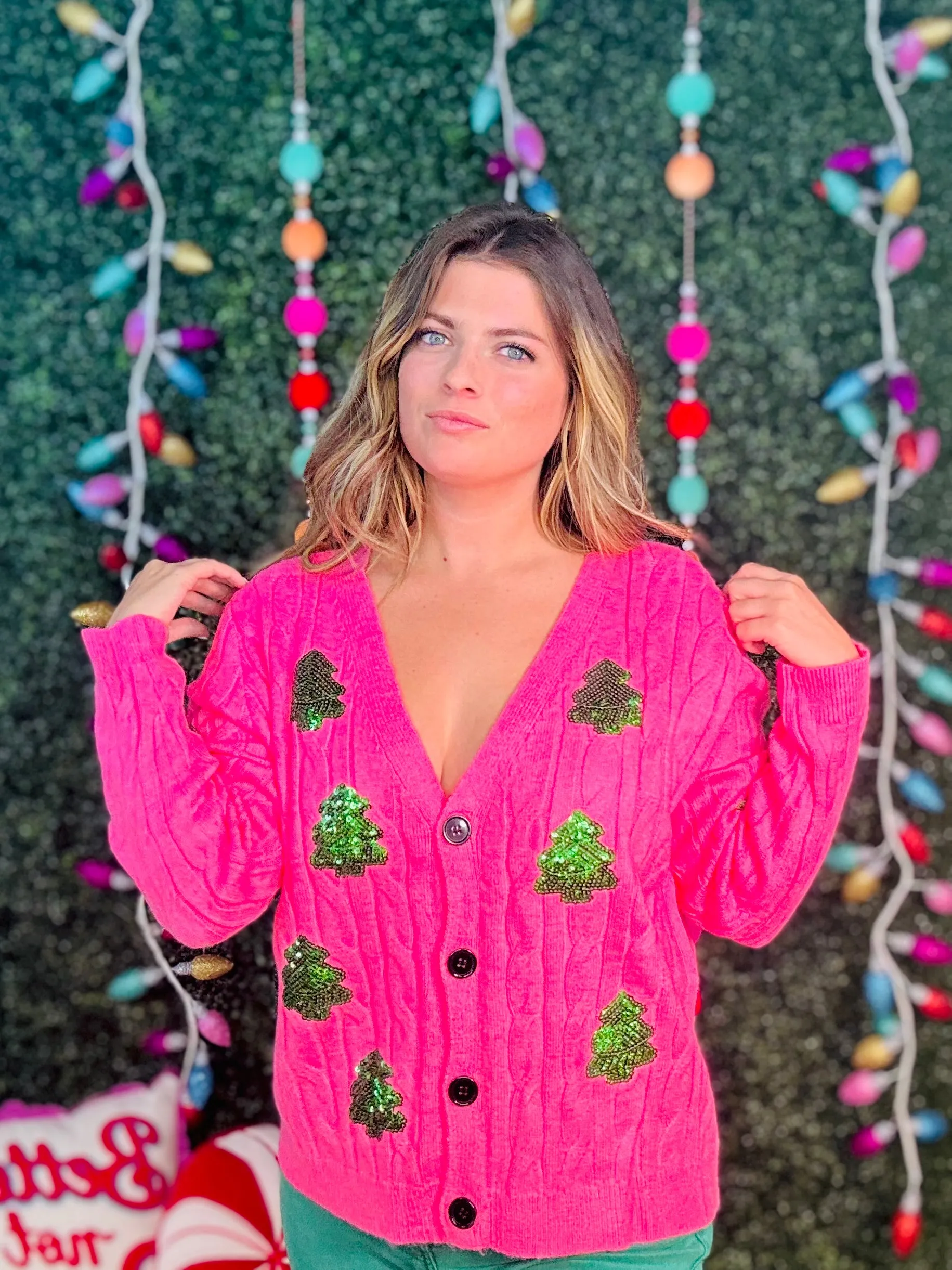 Sequin Tree Farm Cardigan