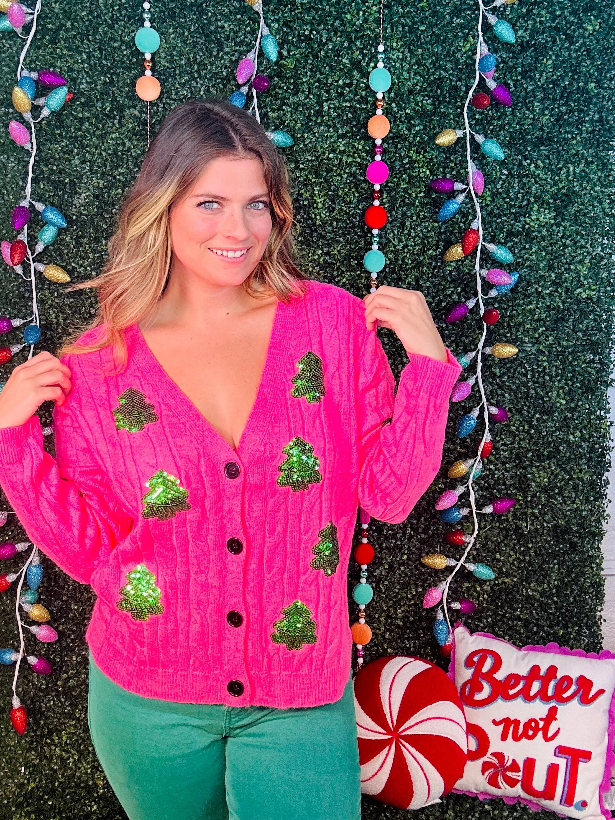 Sequin Tree Farm Cardigan