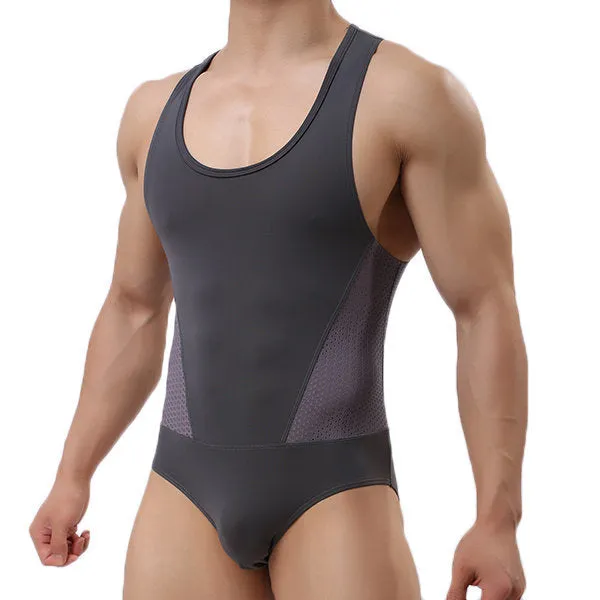 Sexy Summer Fitness One Piece Tops Casual Sport Jumpsuits for Men