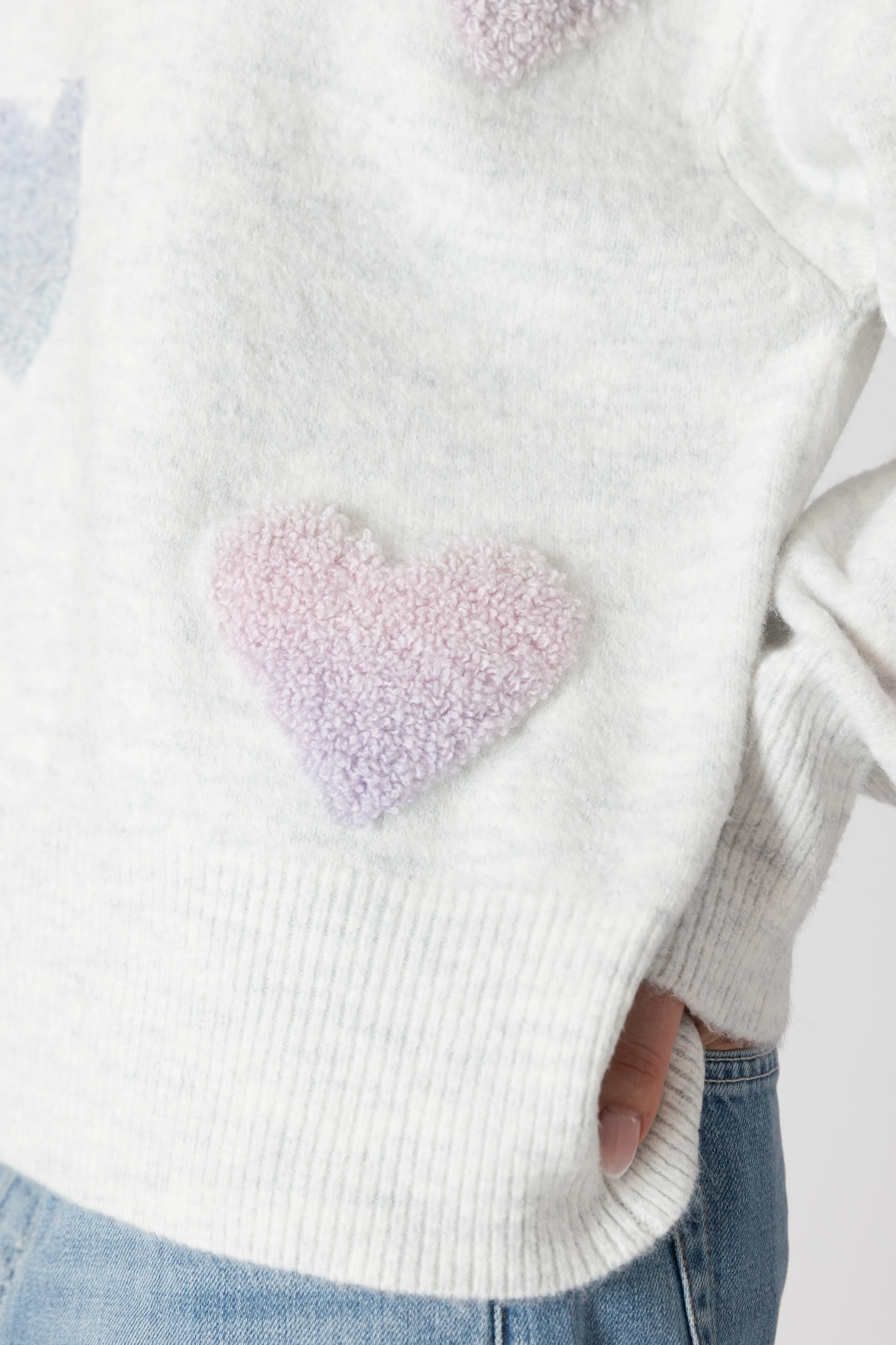 Sherpa Hearts Sweater (Ice)