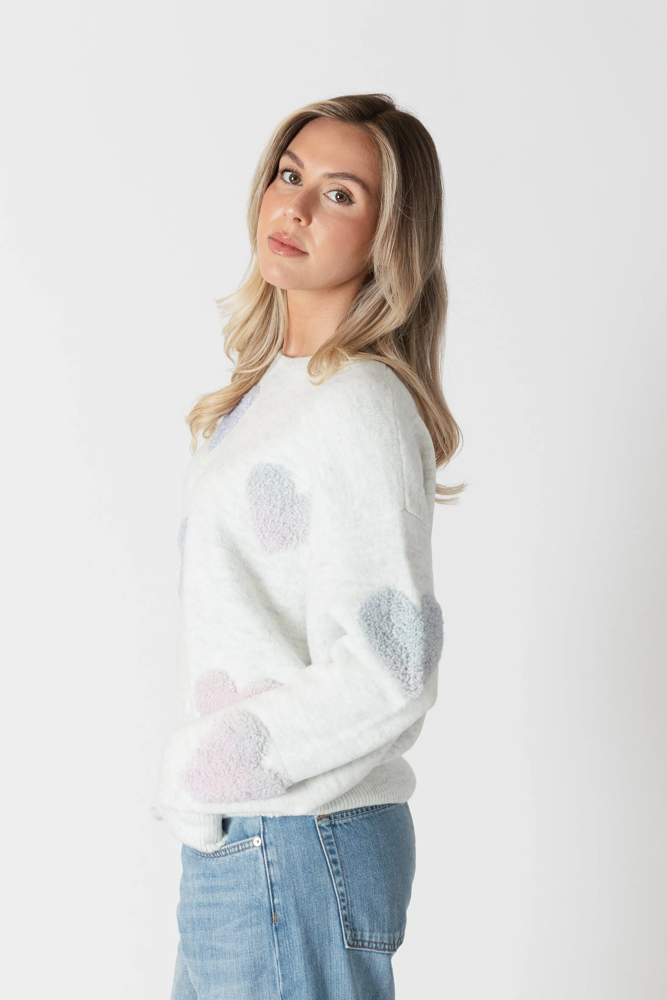 Sherpa Hearts Sweater (Ice)