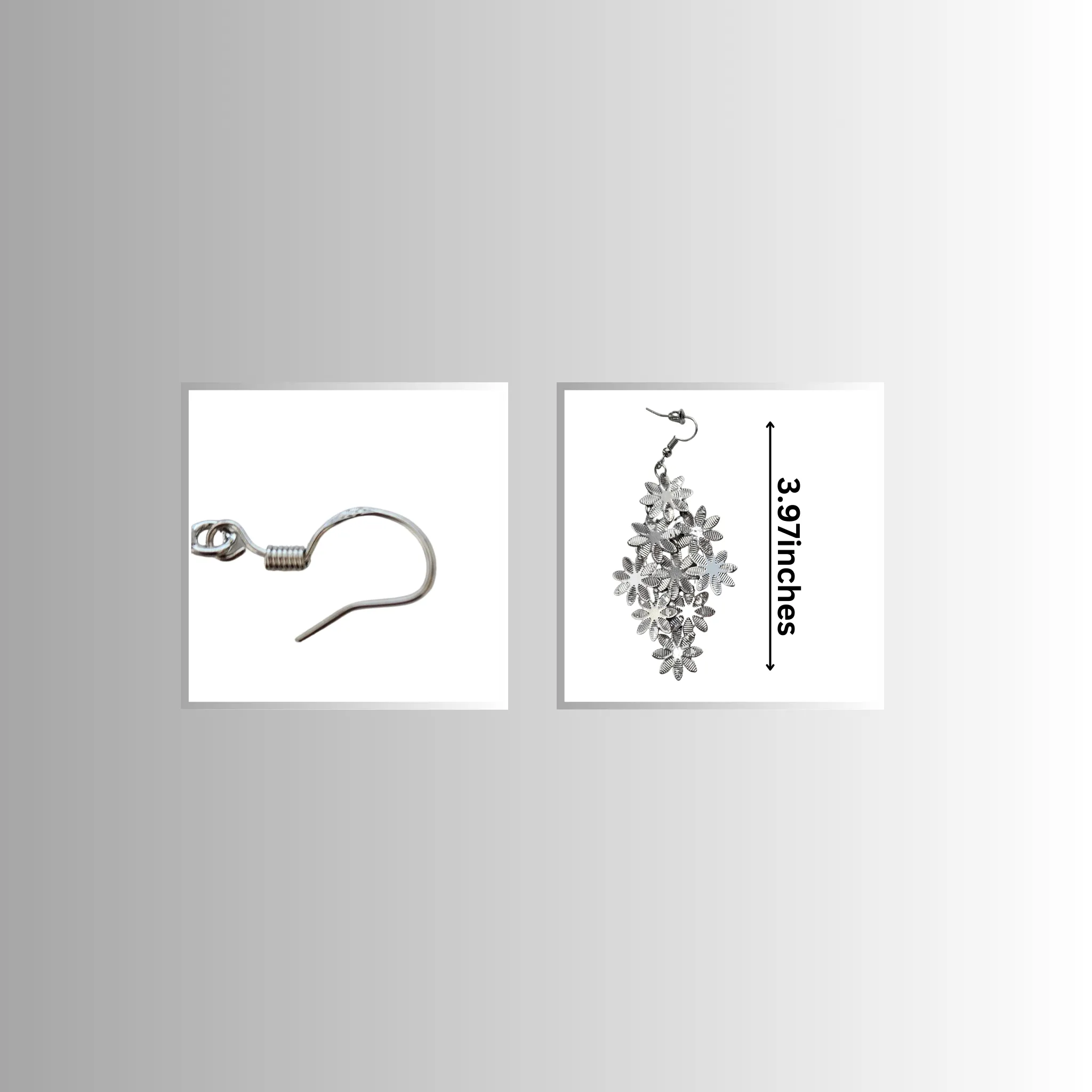 Silver Flowers Dangle Earrings