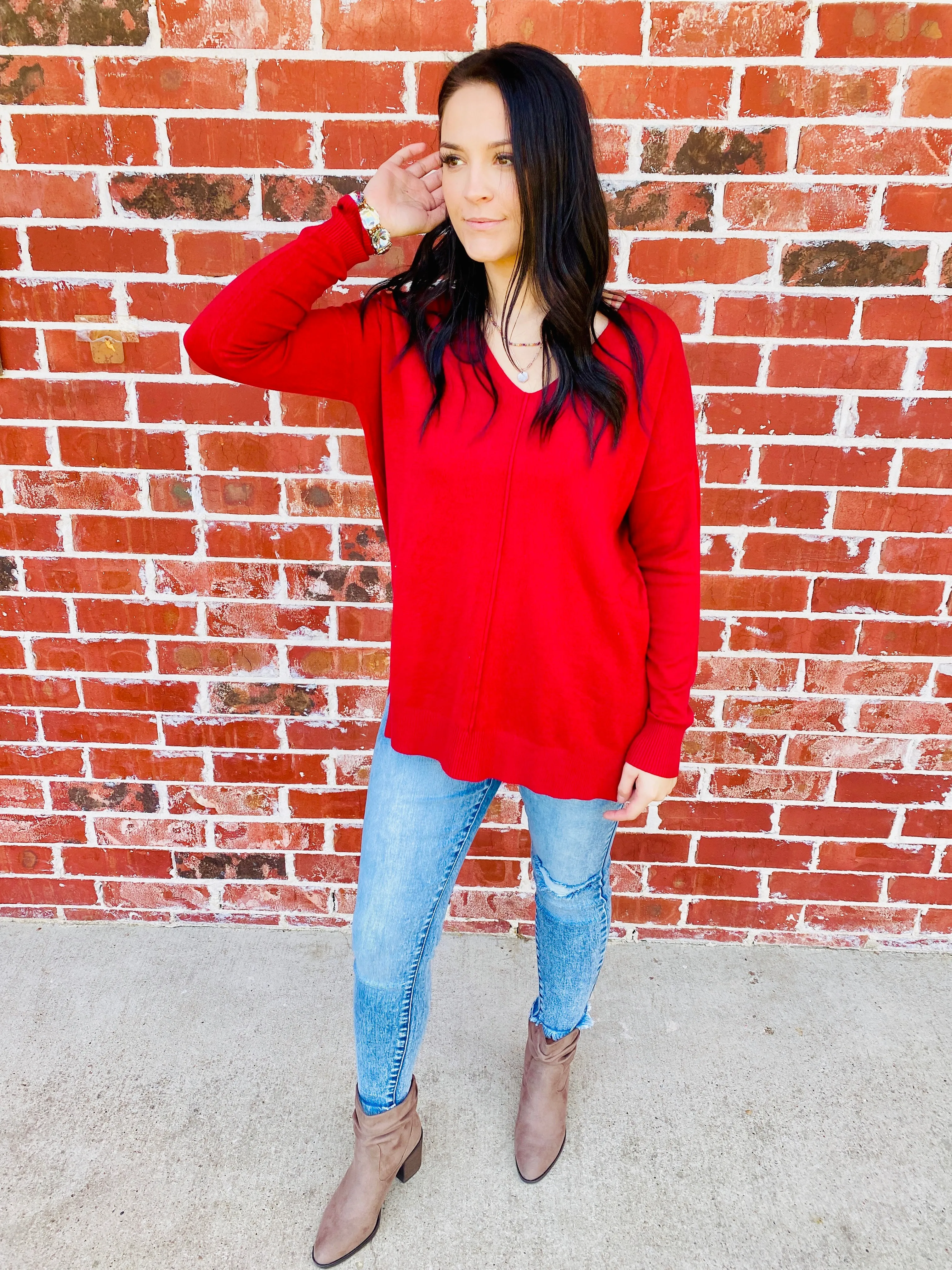 Sip & Relax Hi-Lo Long-sleeved Blouse- BURGUNDY