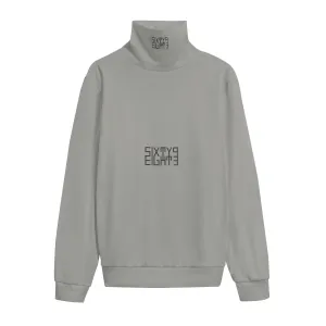 Sixty Eight 93 Logo Black Grey Unisex Turtleneck Knitted Fleece Sweater