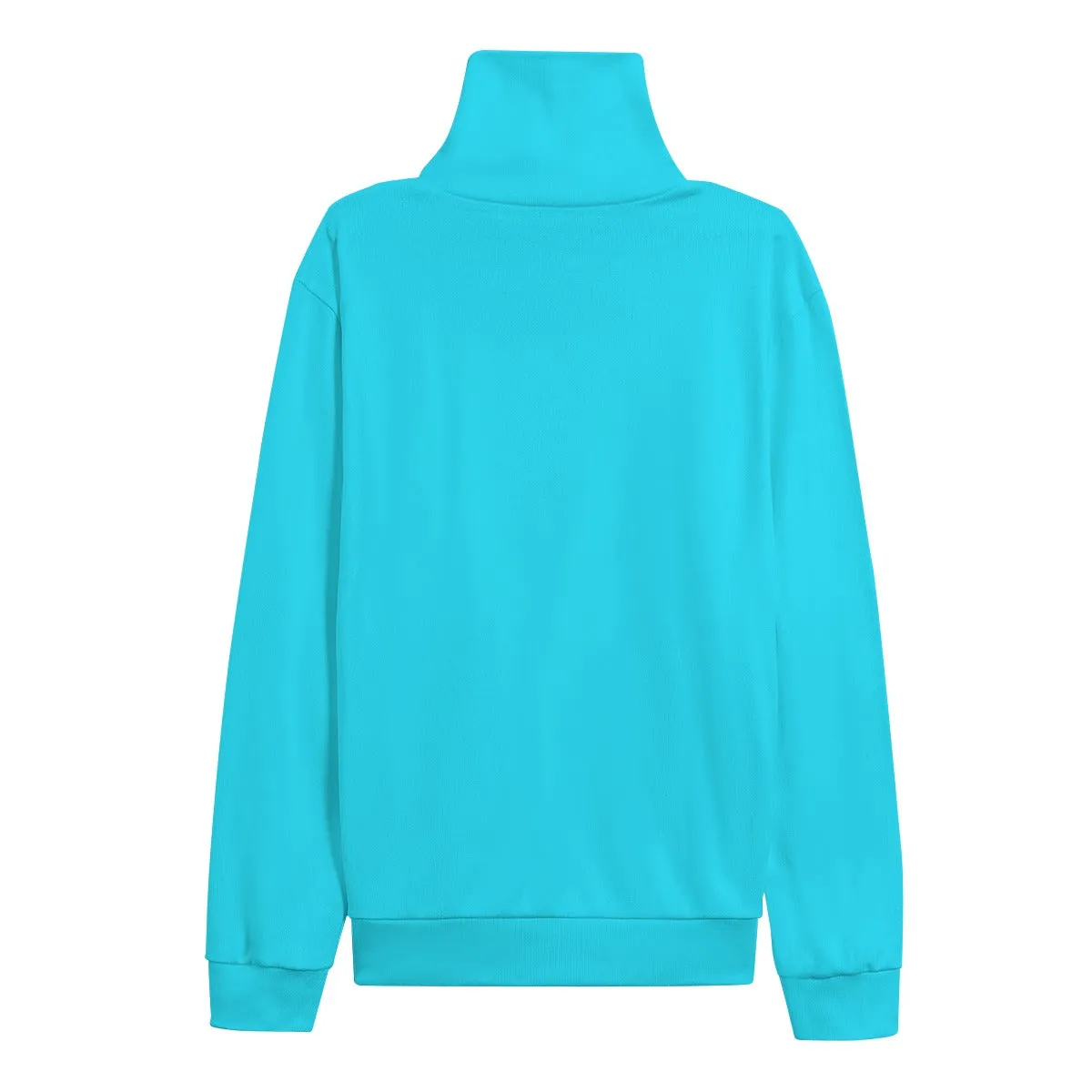 Sixty Eight 93 Logo White Aqua Blue Unisex Turtleneck Knitted Fleece Sweater