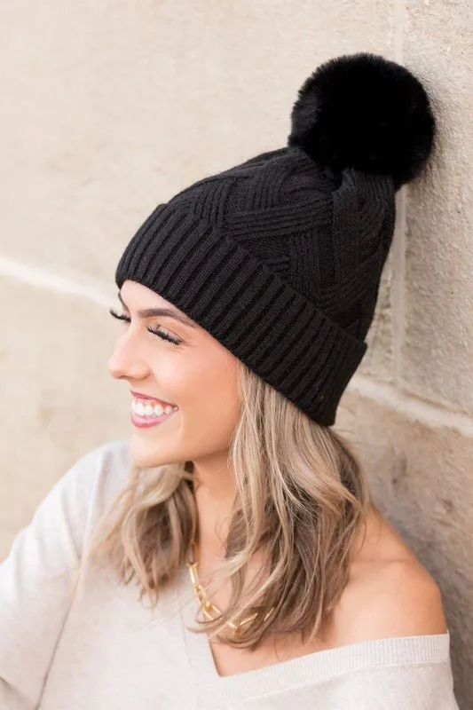 Snow Fall Chunky C.C Knit Beanie