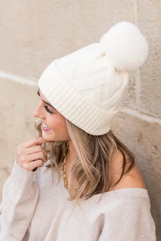 Snow Fall Chunky C.C Knit Beanie