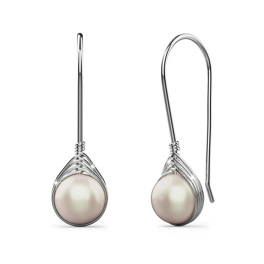 Solid 925 Signature Silver Pearl Dynasty Hook Earrings