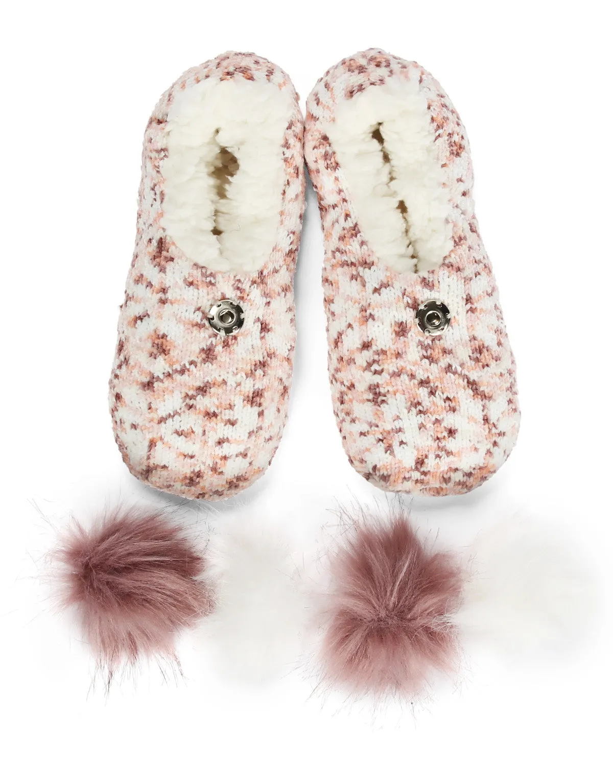 Speckled Chenille Interchangeable Pom Pom Slippers