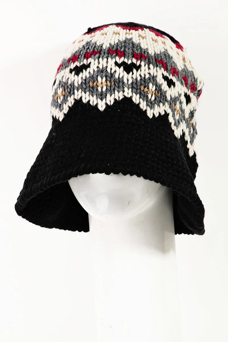 Striped Fair Isle Crochet Knit Bucket Hat