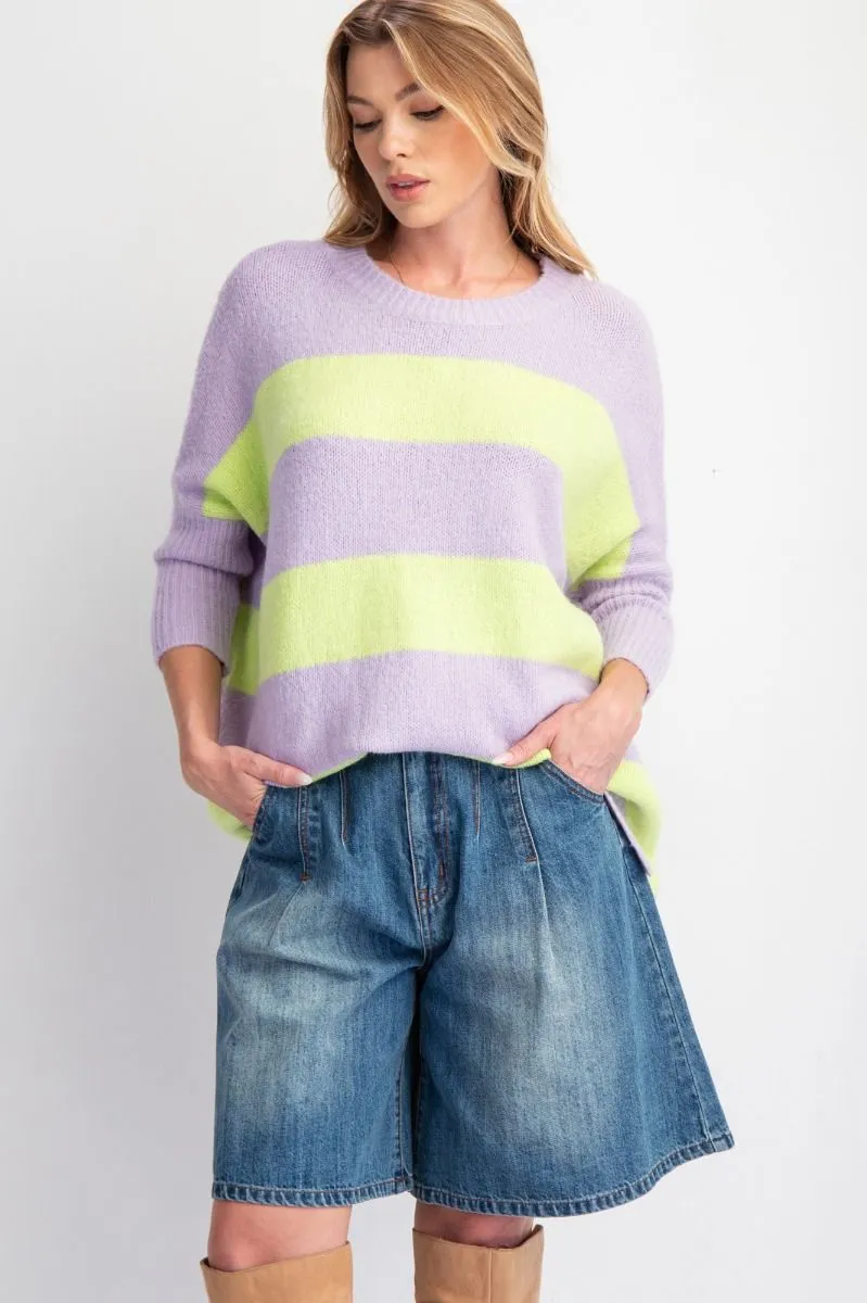 Striped Knit Sweater Pullover