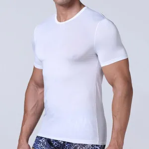 Summer Solid Color Round Collar  Ice Silk Quick-drying T-shirt for Men