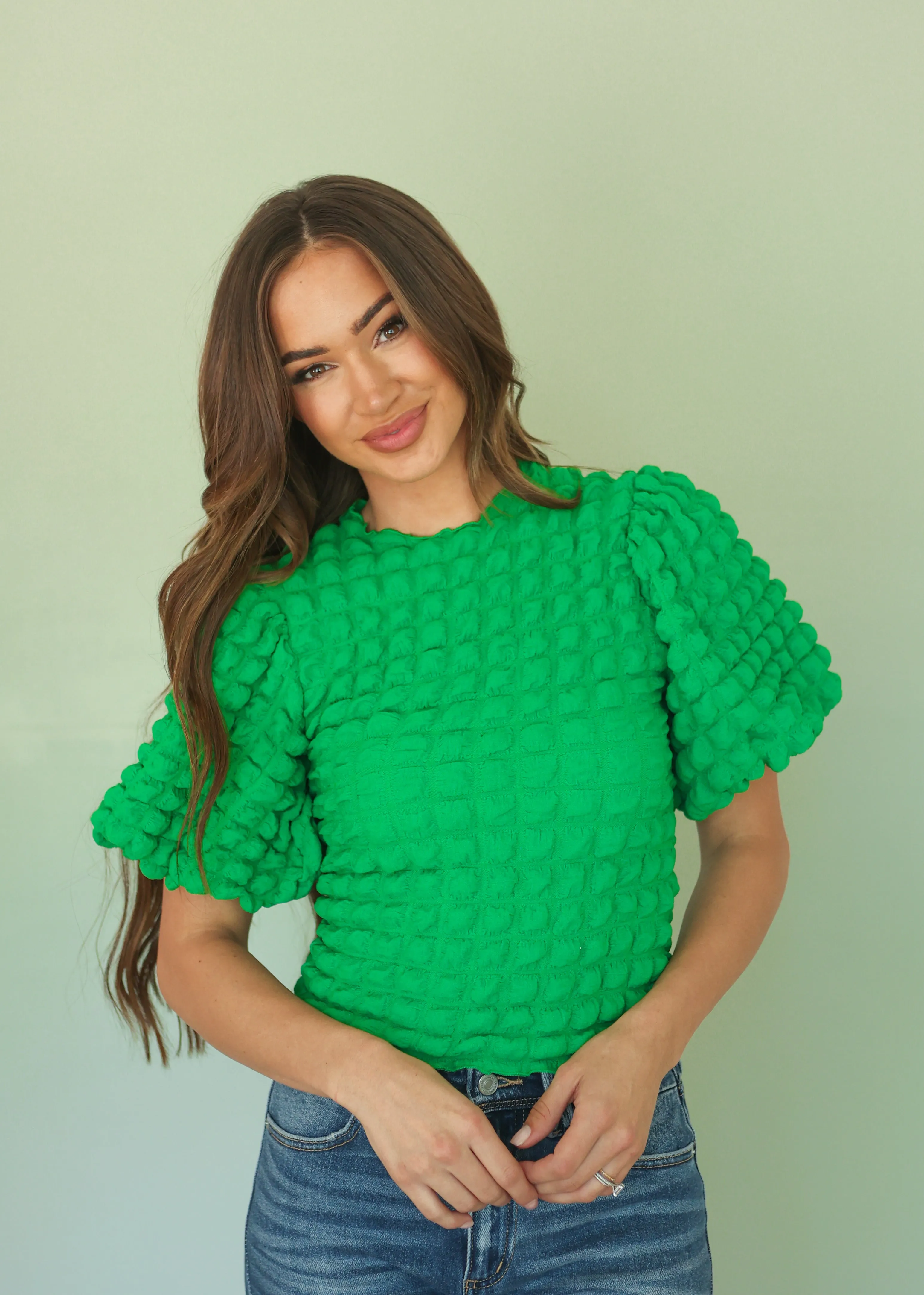 Sunday Brunch Kelly Green Top - DM EXCLUSIVE