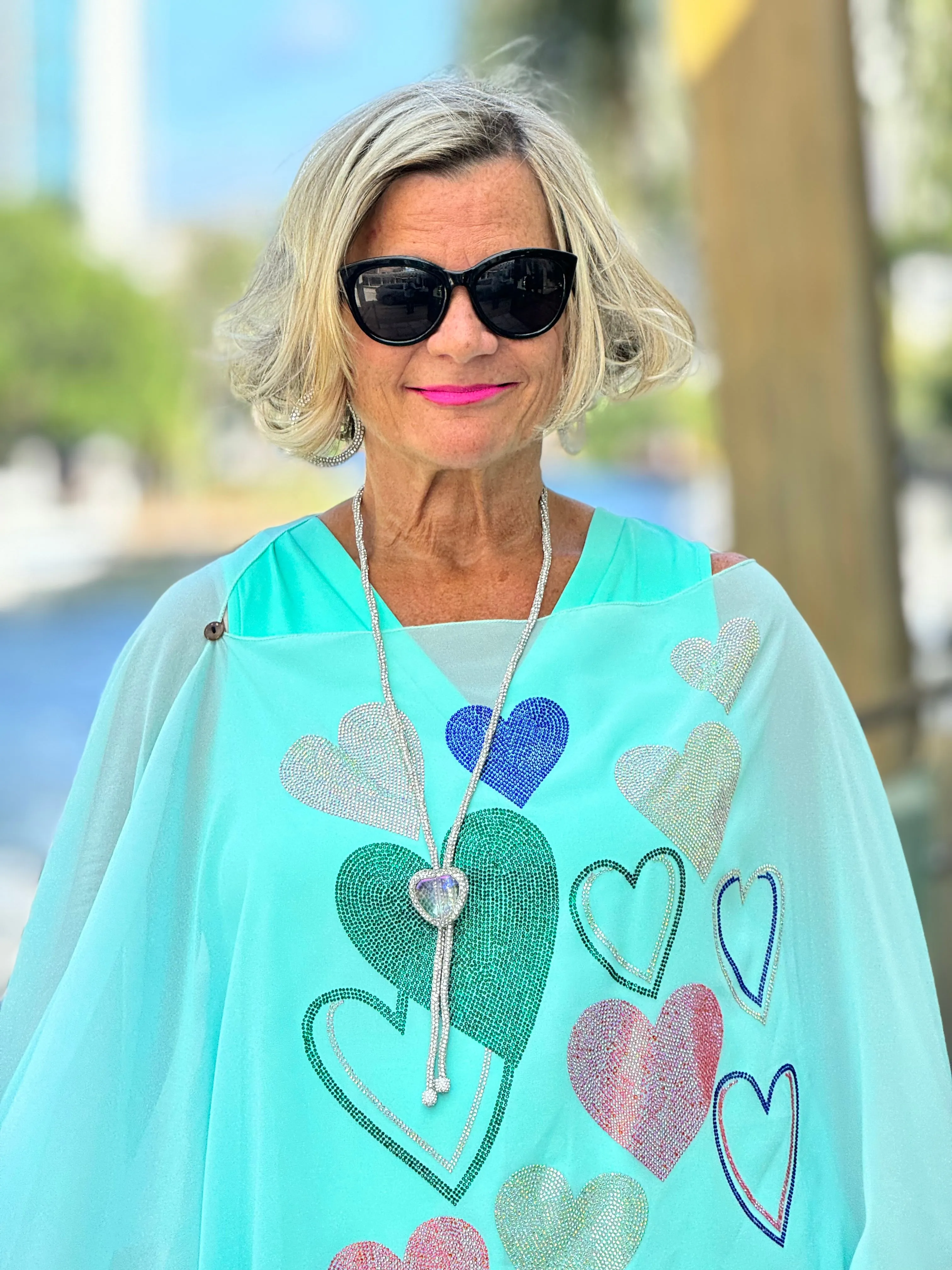 SWAROVSKI CRYSTAL SEAFOAM HEART TOP