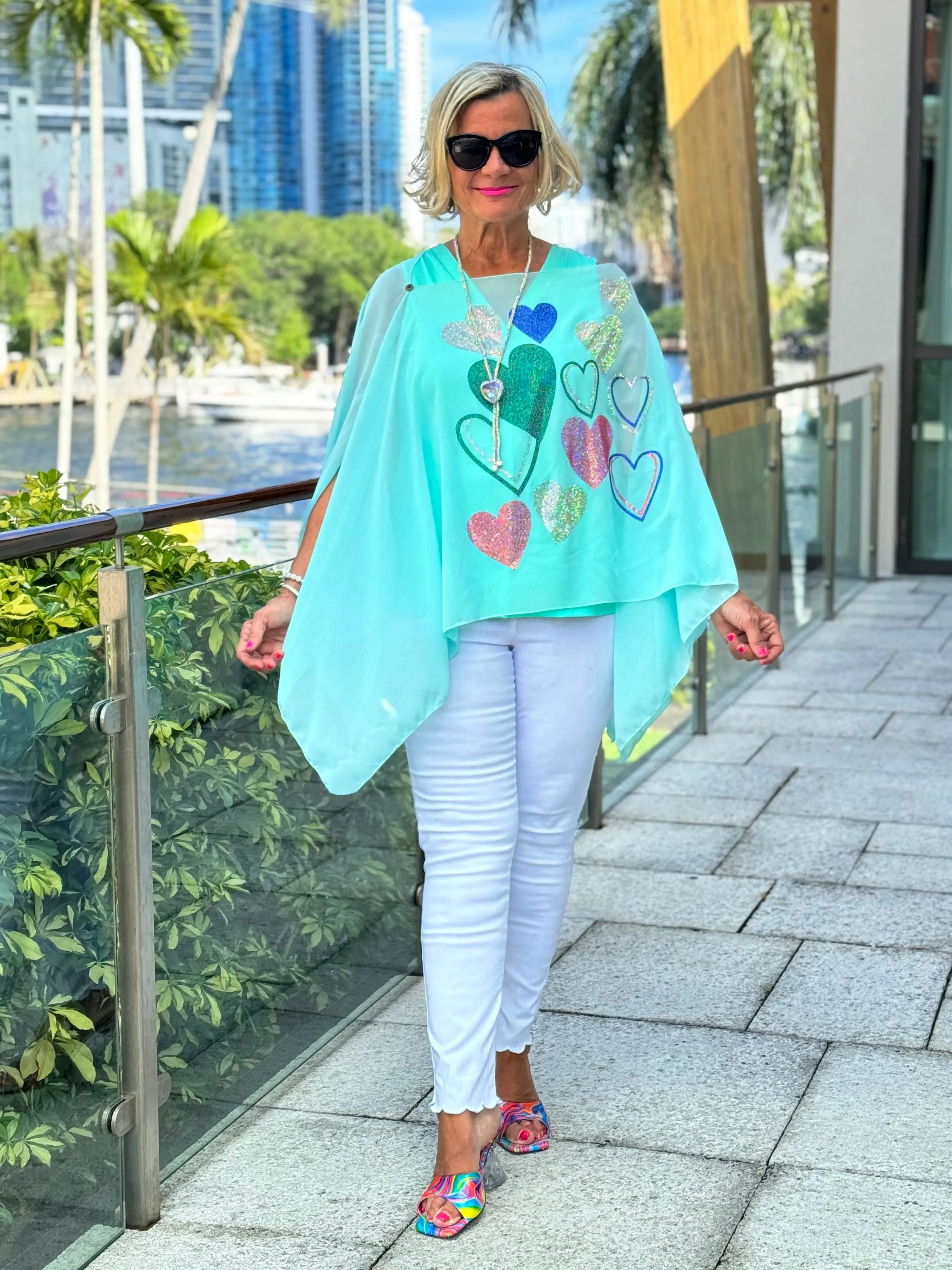 SWAROVSKI CRYSTAL SEAFOAM HEART TOP