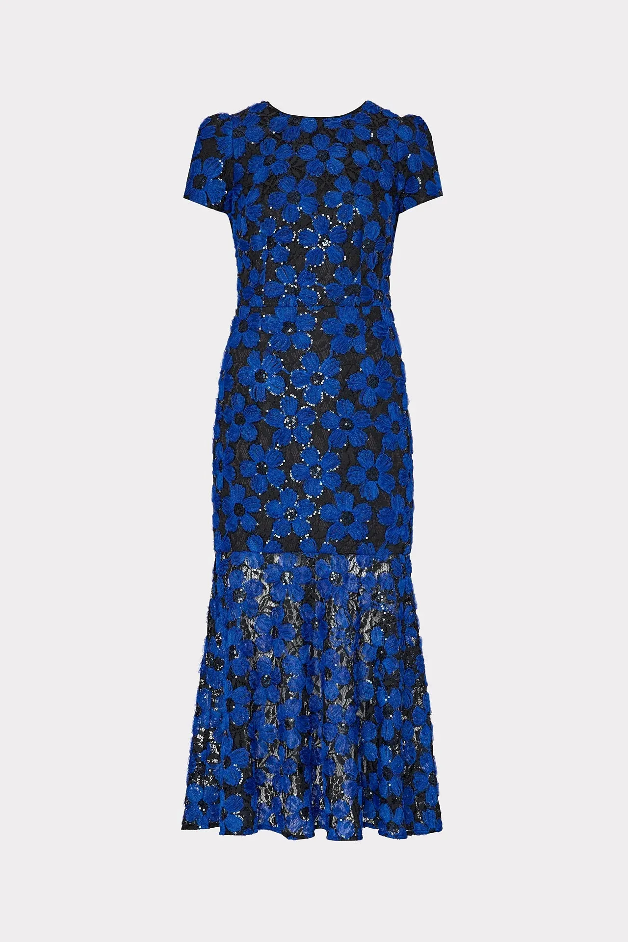 Tahlia Tulle Embroidery Dress - Cobalt Black