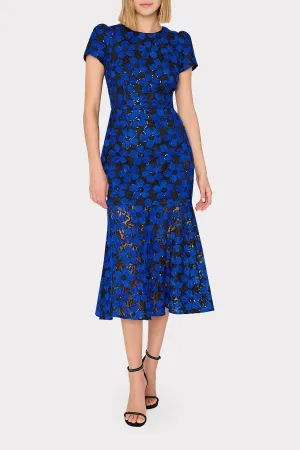 Tahlia Tulle Embroidery Dress - Cobalt Black